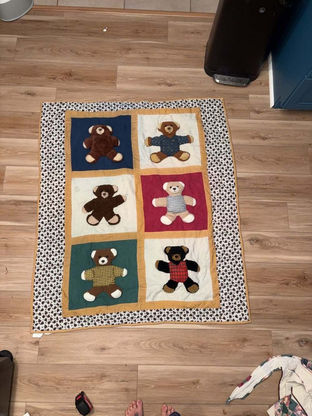 3D Teddy Bear Quilt Crib Blanket Play Mat Wall Hanging 53 x 46"